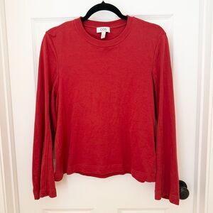 Women COS Clean Cut Regular Long Sleeve T- Shirt in True Red Size Small